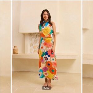 Commense Colorful Floral Midi Dress